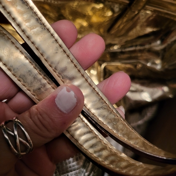 KATE SPADE GOLD METALLIC TOTE BAG - Picture 10 of 13